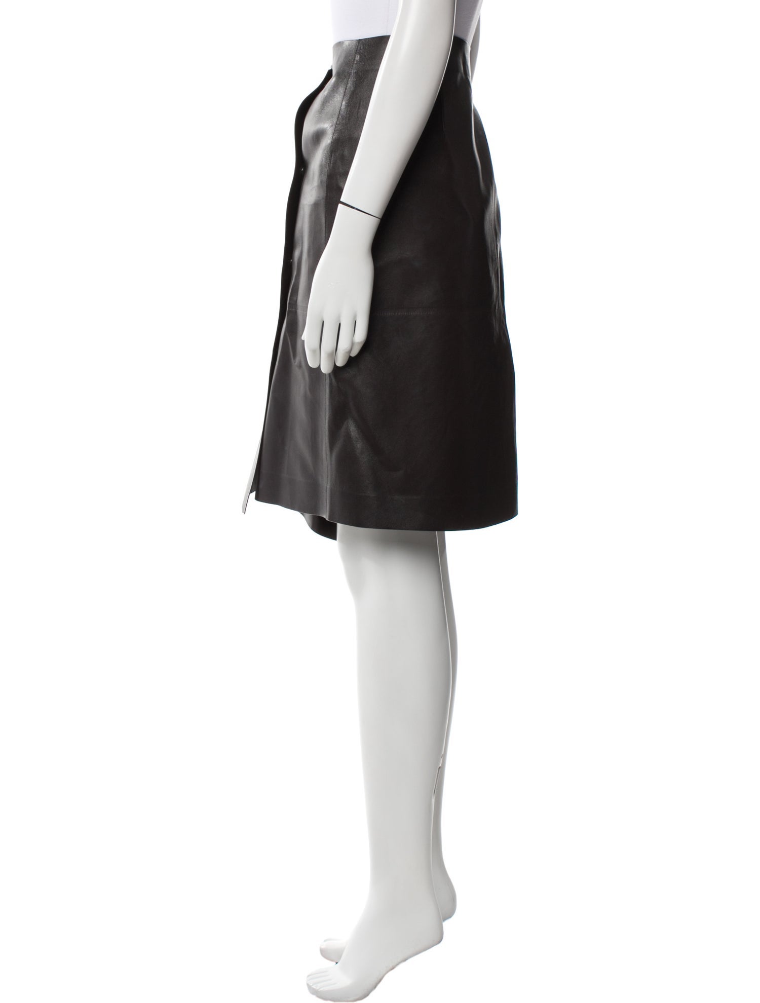 The Row Leather Knee-Length Skirt