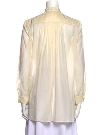 The Row Striped Mock Neck Button-Up Top