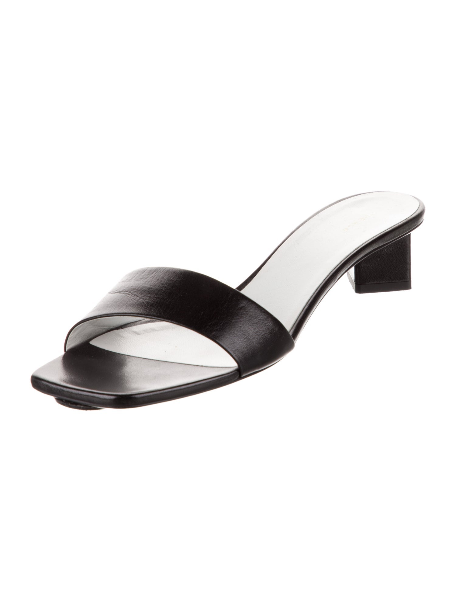 The Row Chocolate Leather Slides