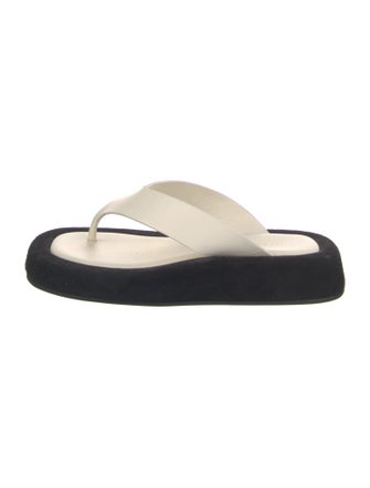 The Row Leather Colorblock Pattern Slides