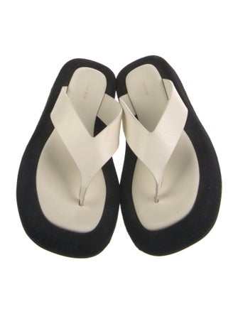 The Row Leather Colorblock Pattern Slides