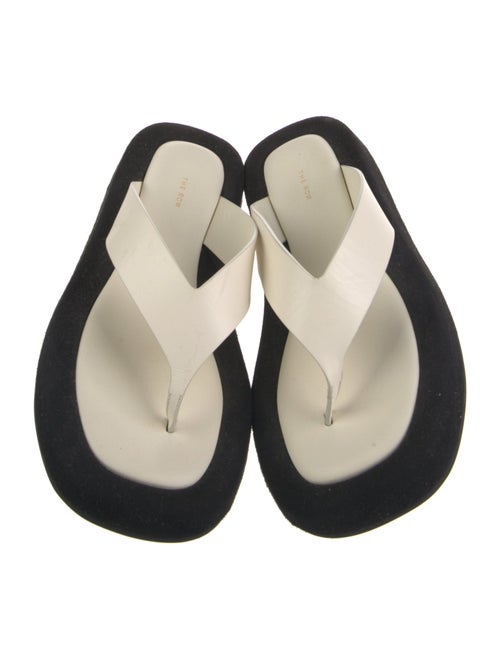 The Row Leather Colorblock Pattern Slides