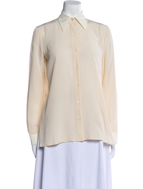 The Row Silk Long Sleeve Button-Up Top