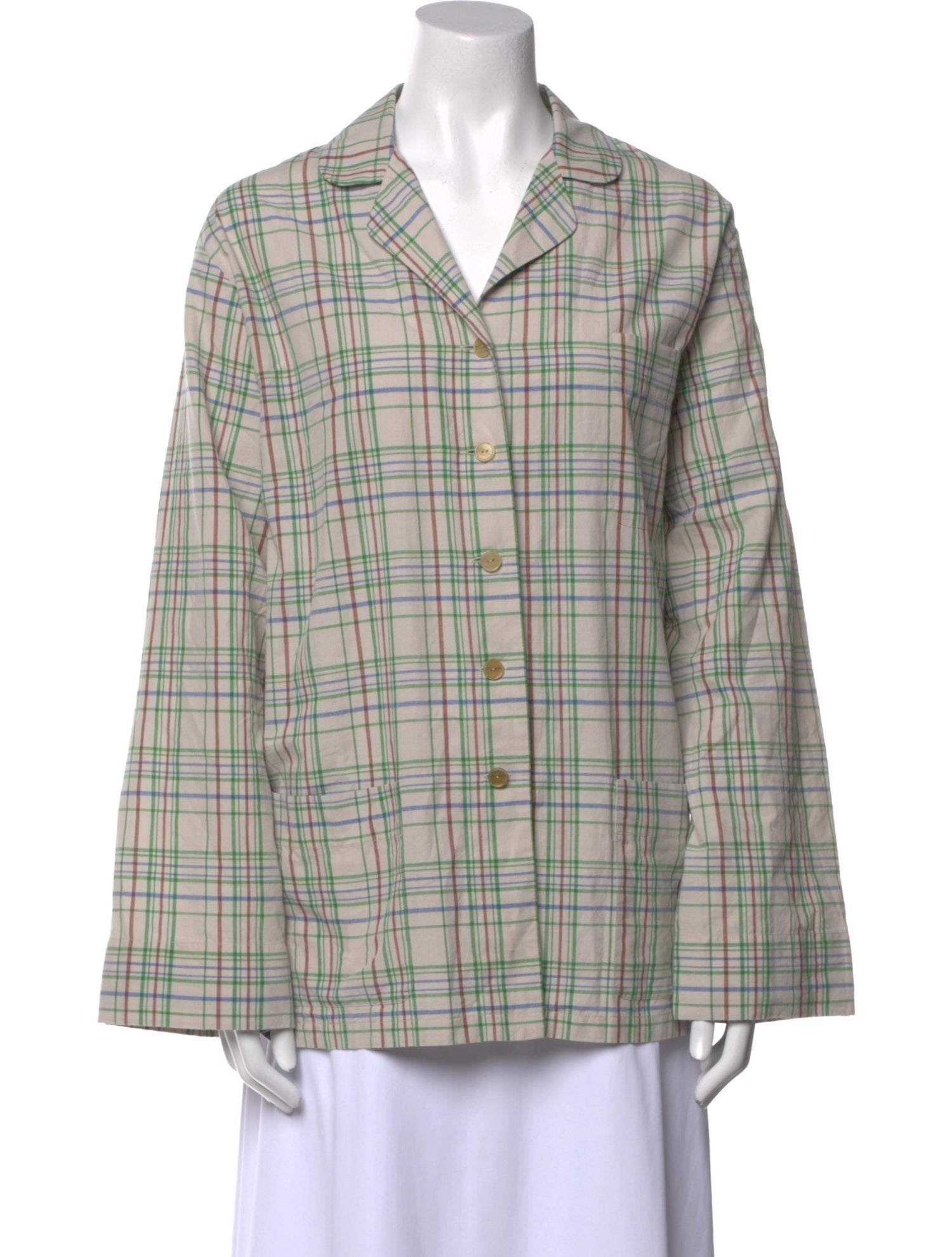 The Row Morpheus Plaid Print Button-Up Top