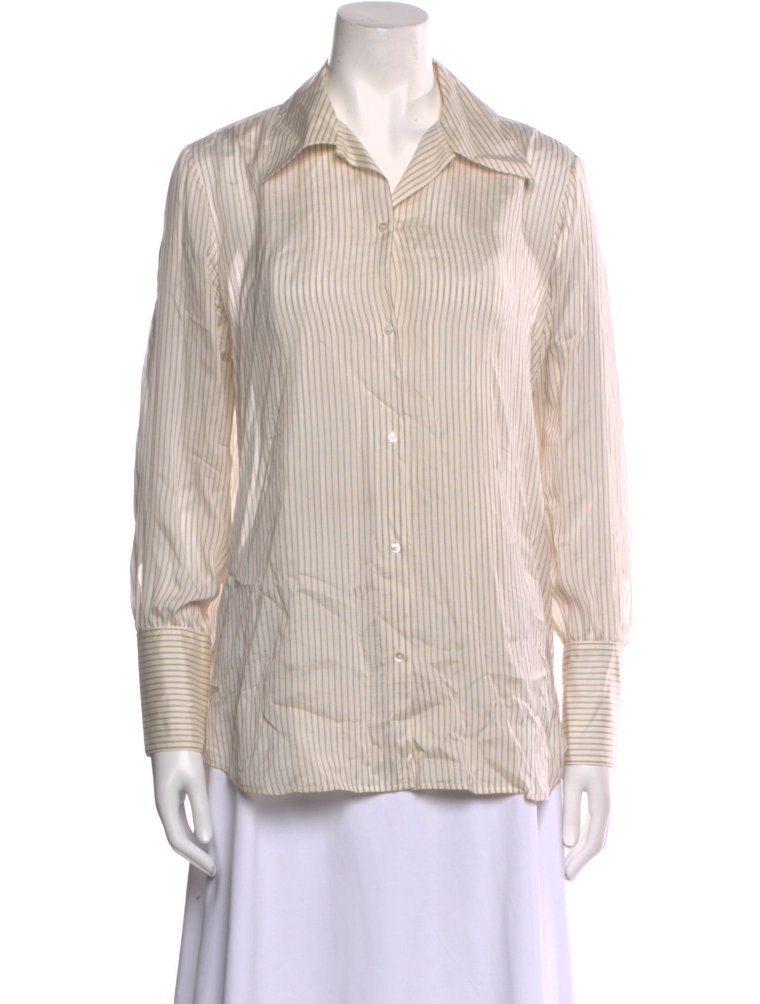 The Row Silk Long Sleeve Button-Up Top