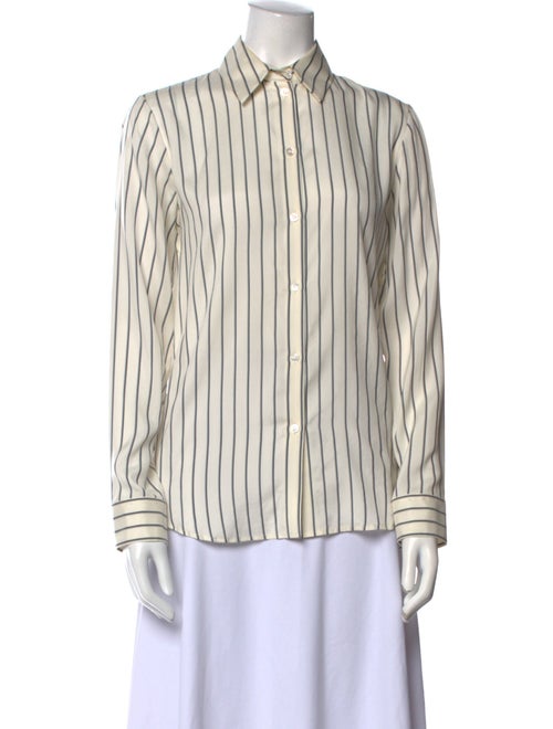 The Row Silk Striped Button-Up Top