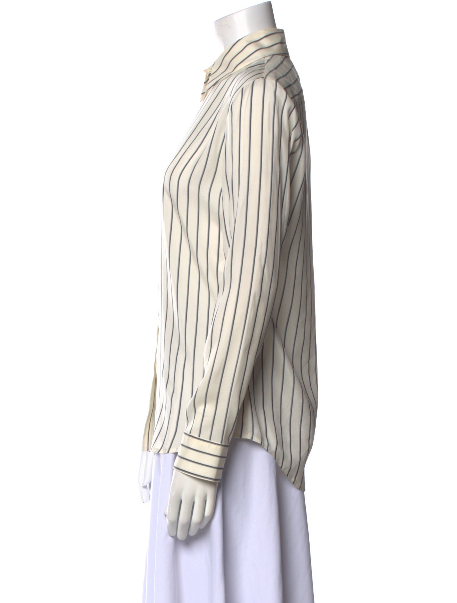 The Row Silk Striped Button-Up Top