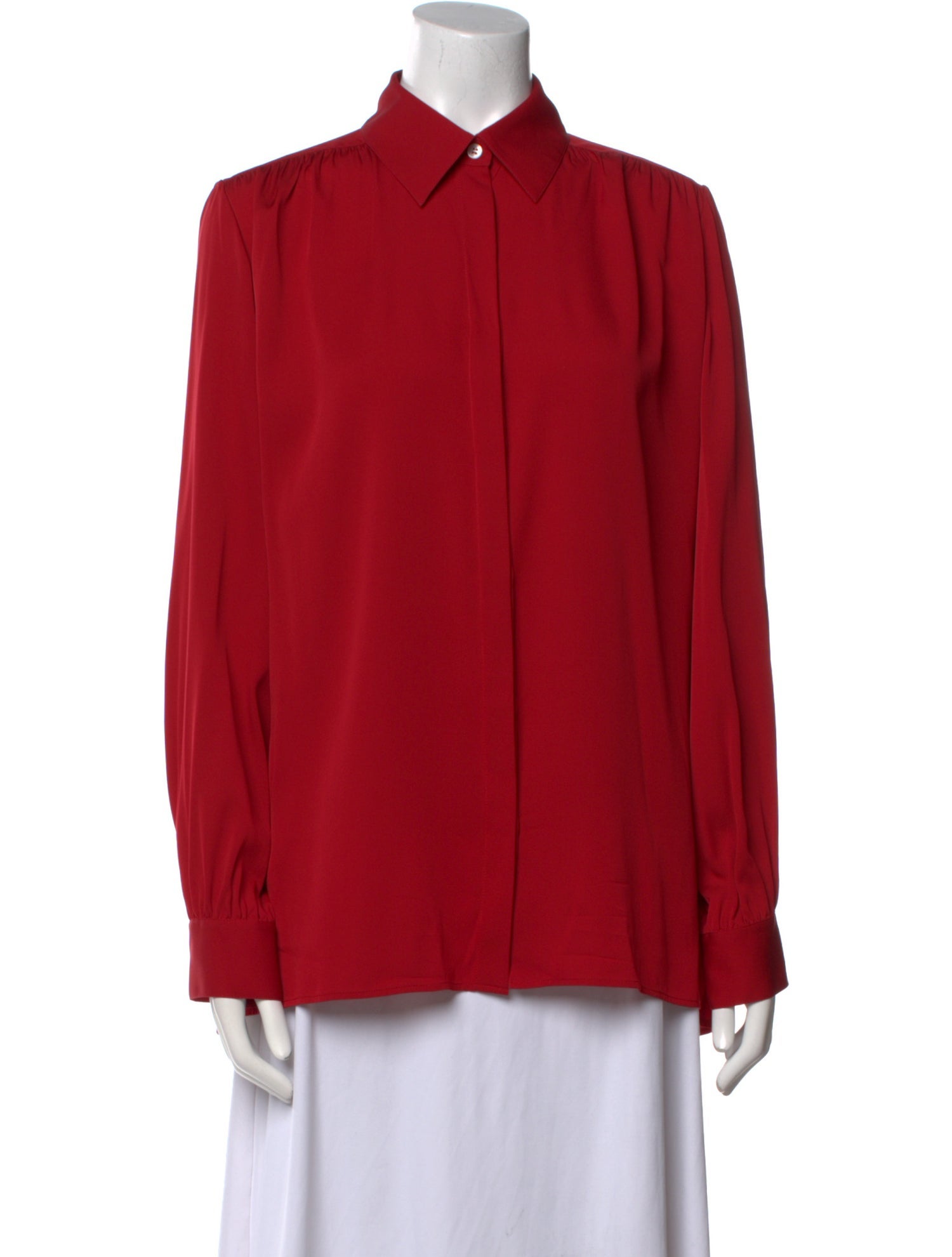 The Row Silk Long Sleeve Button-Up Top