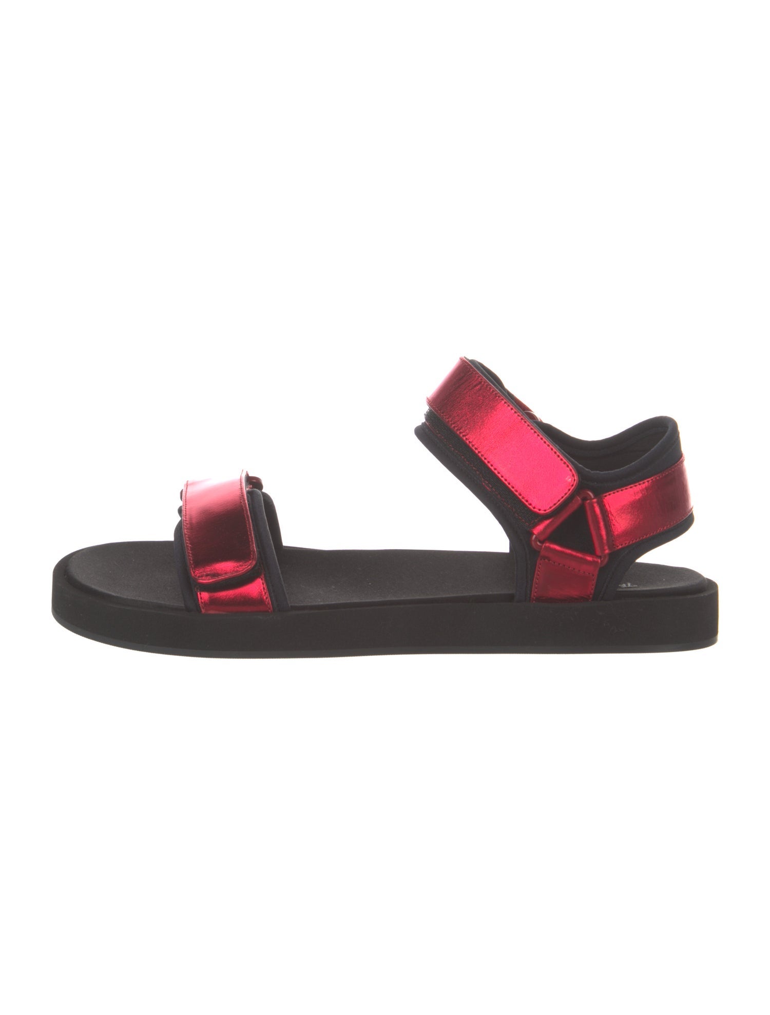 The Row Hook and Loop Patent Leather Slingback Sandals