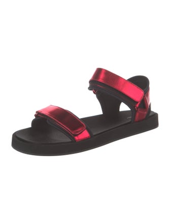 The Row Hook and Loop Patent Leather Slingback Sandals