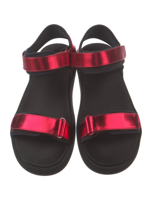 The Row Hook and Loop Patent Leather Slingback Sandals
