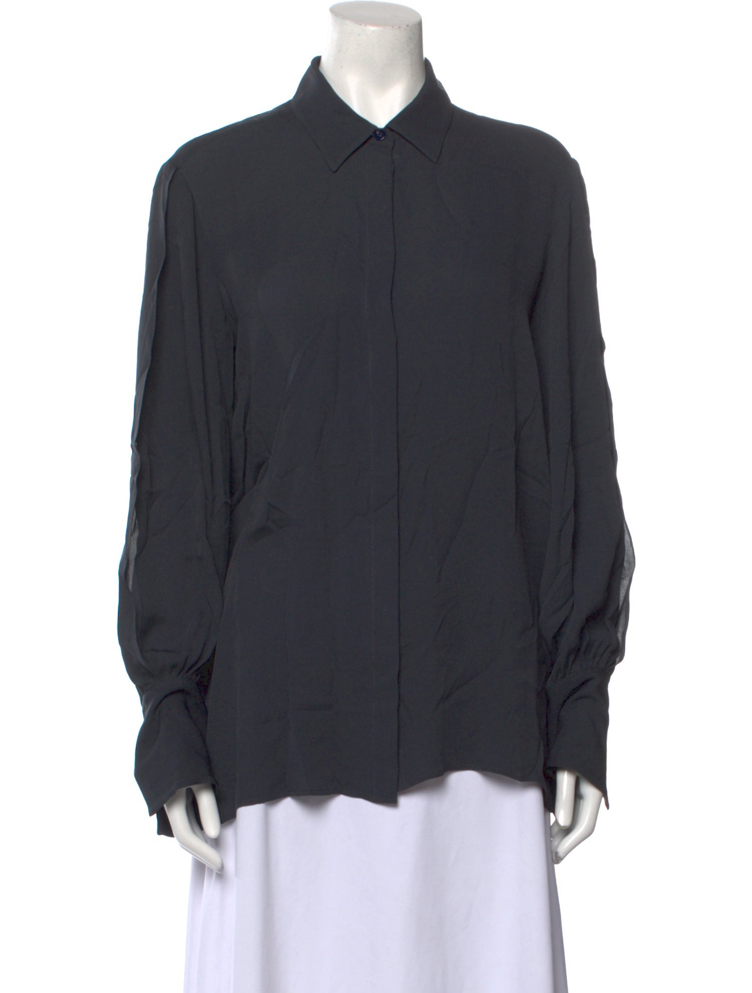 The Row Silk Long Sleeve Button-Up Top