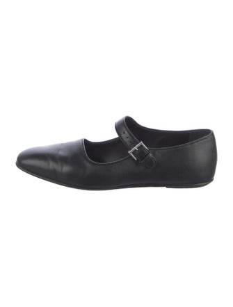 The Row Leather Mary Jane Flats