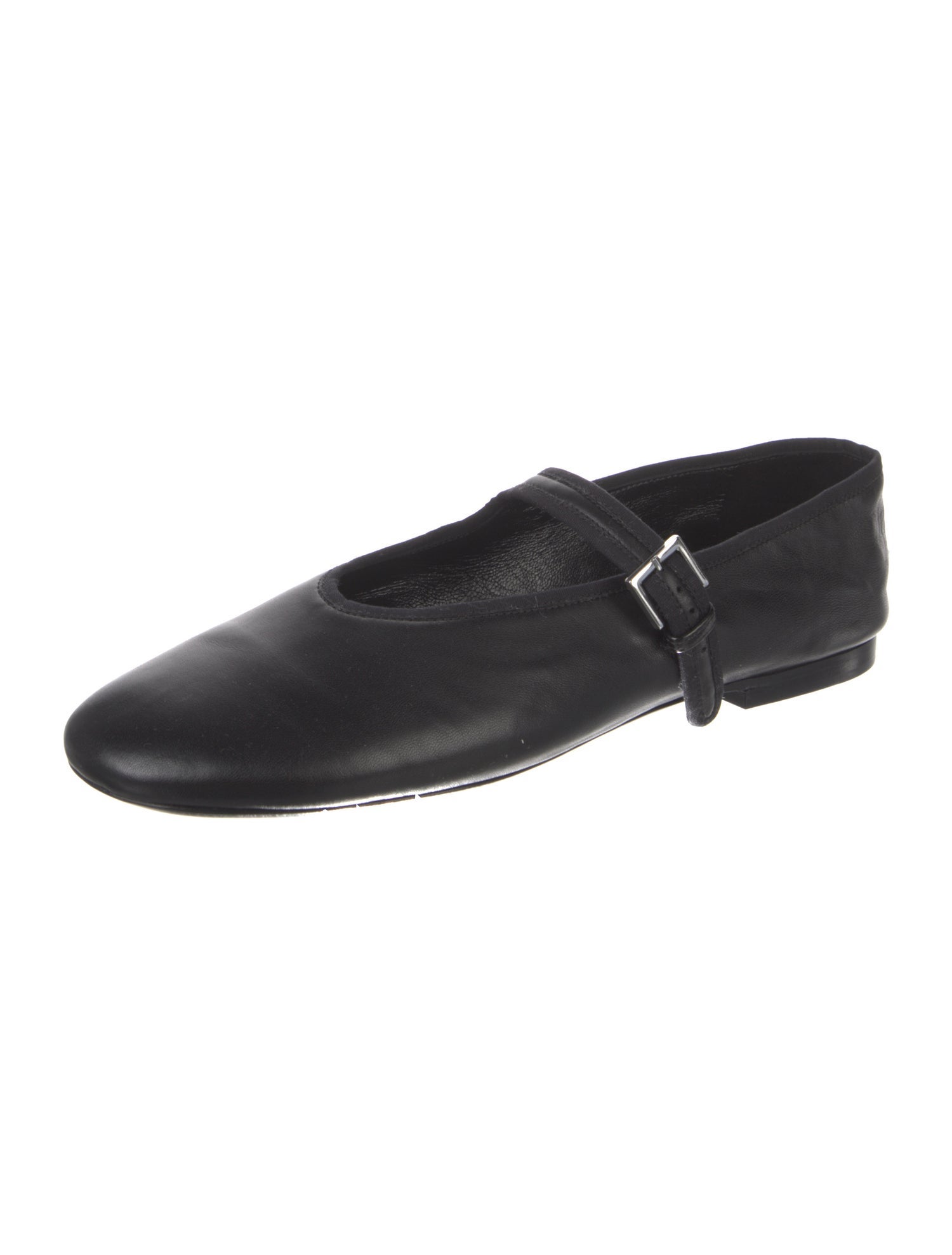 The Row Leather Grosgrain Trim Mary Jane Flats