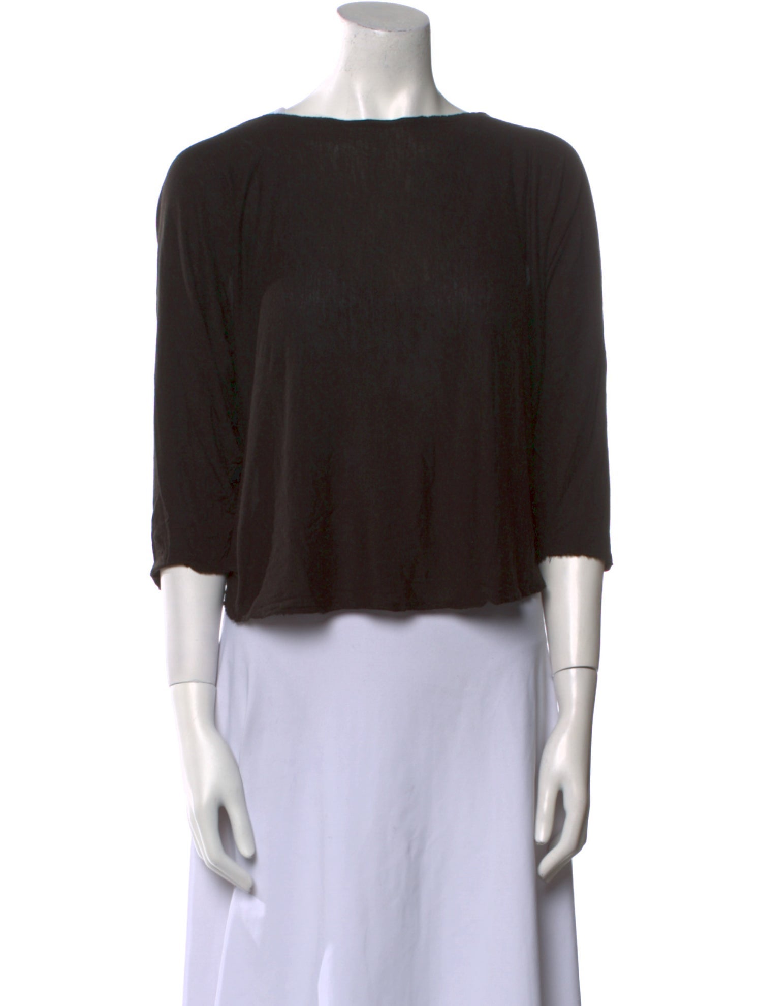 The Row Bateau Neckline Three-Quarter Sleeve Crop Top