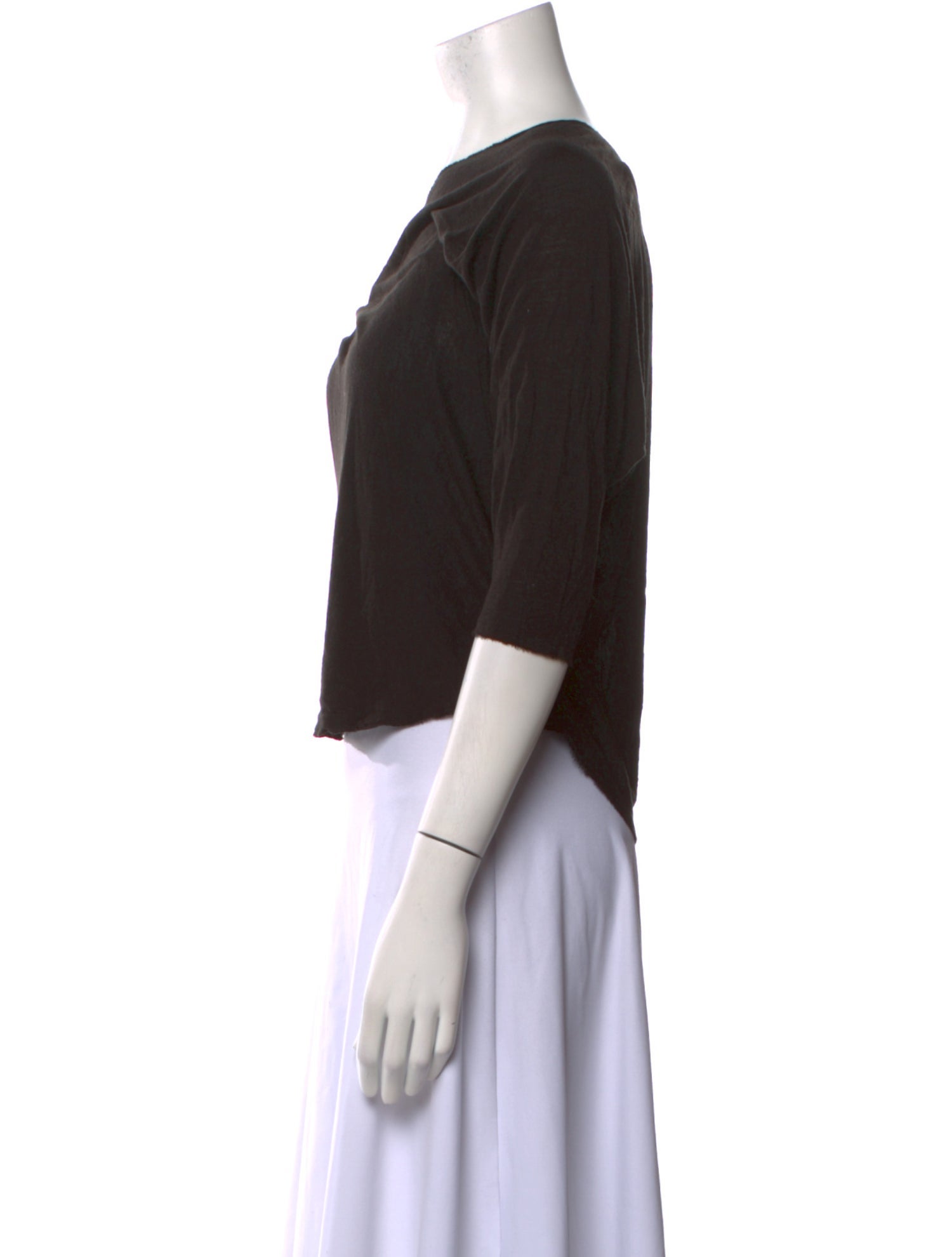 The Row Bateau Neckline Three-Quarter Sleeve Crop Top