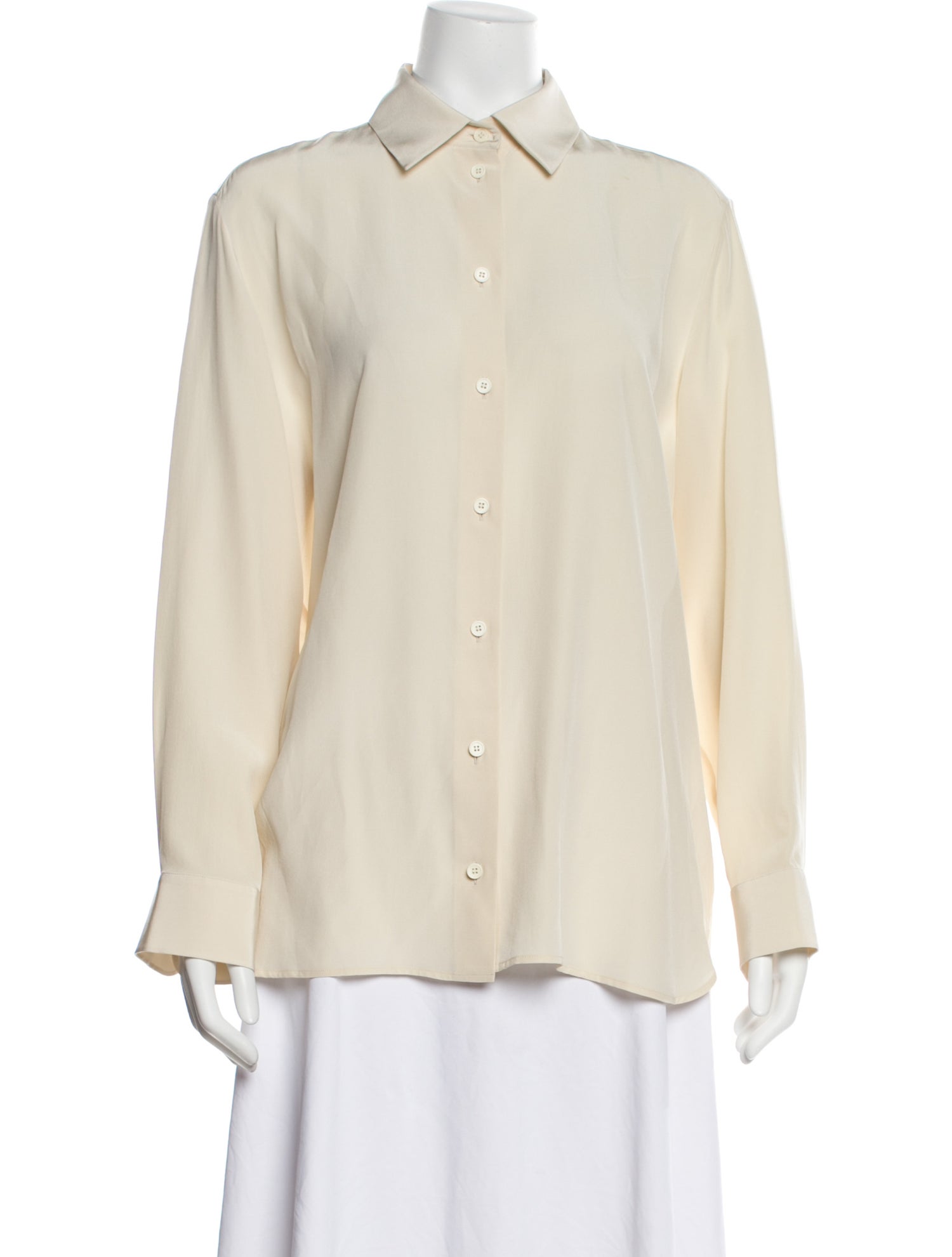 The Row Silk Long Sleeve Button-Up Top