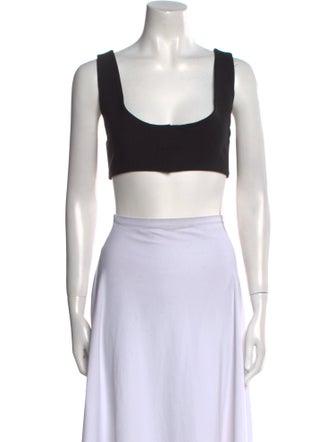 The Row Virgin Wool Square Neckline Crop Top