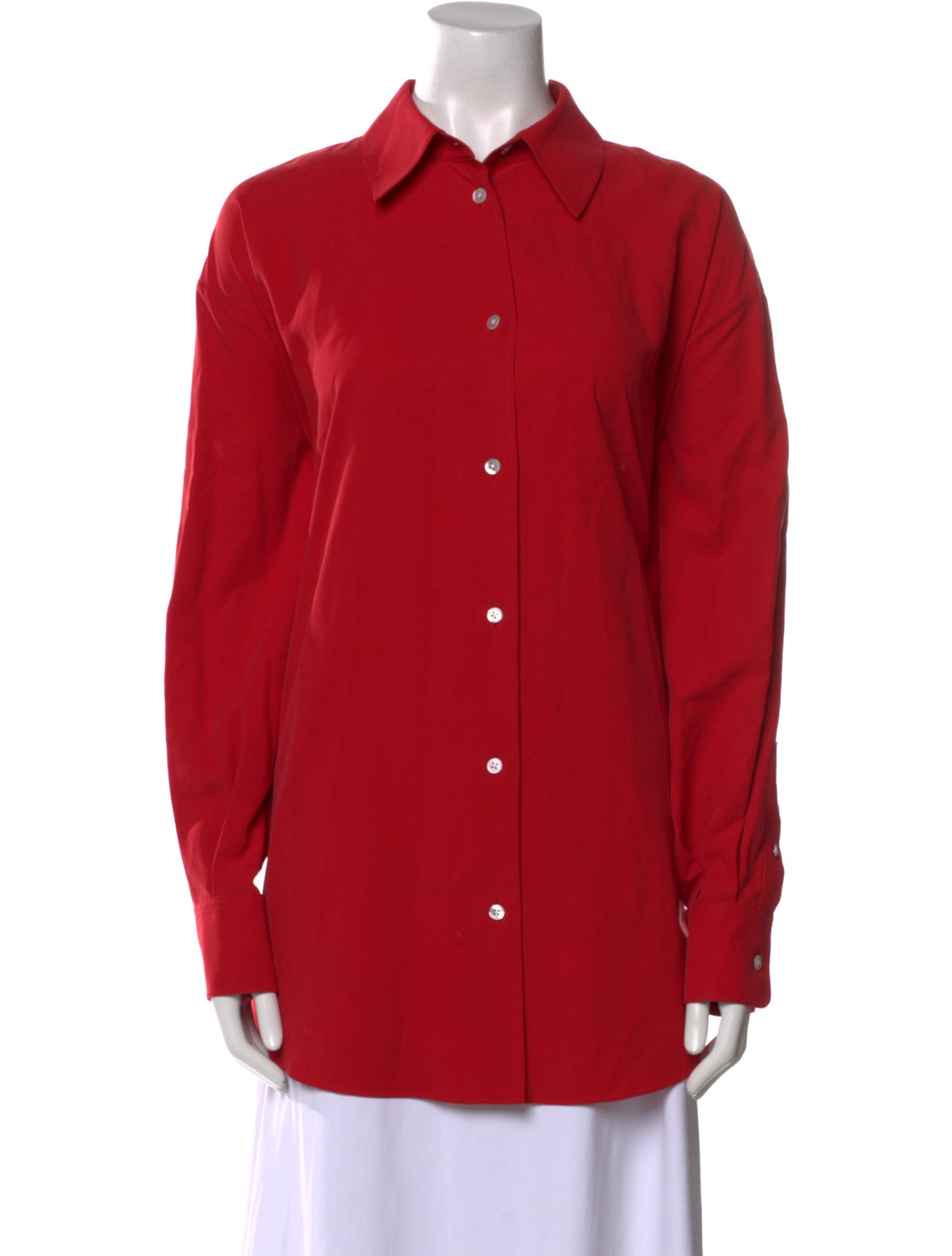 The Row Silk Long Sleeve Button-Up Top