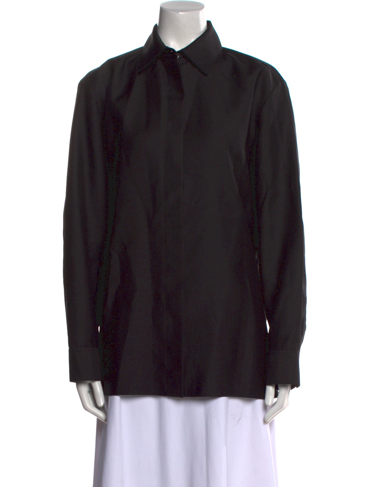 The Row Virgin Wool Long Sleeve Button-Up Top