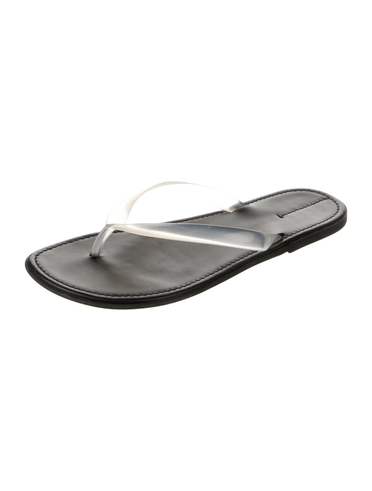 The Row Beach Leather Flip Flops