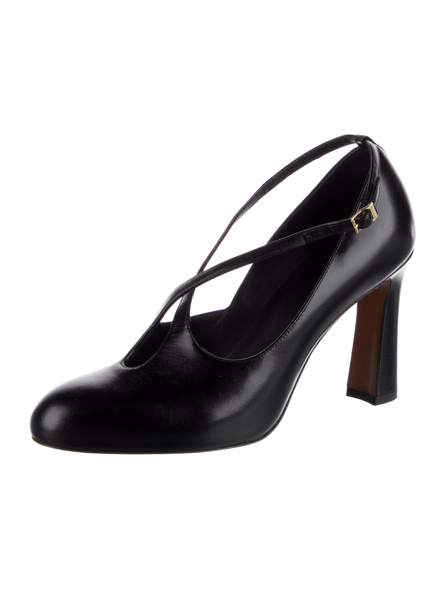 The Row Leather Bow Accents T-Strap Pumps