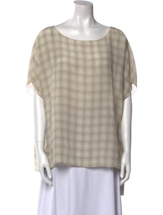 The Row Silk Plaid Print Blouse