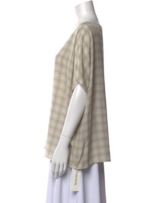 The Row Silk Plaid Print Blouse