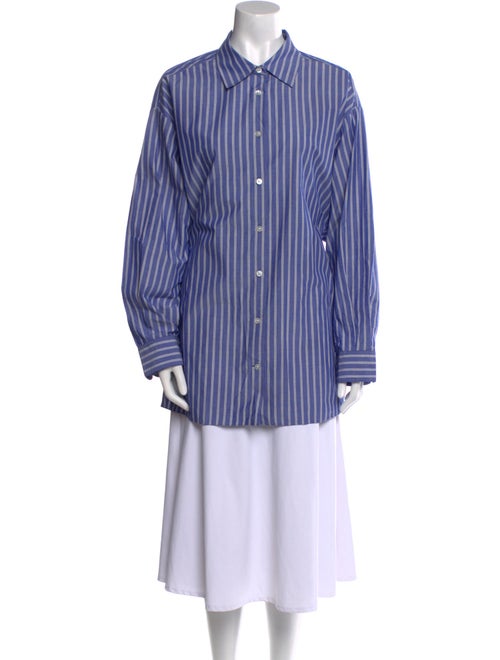 The Row Striped Long Sleeve Button-Up Top