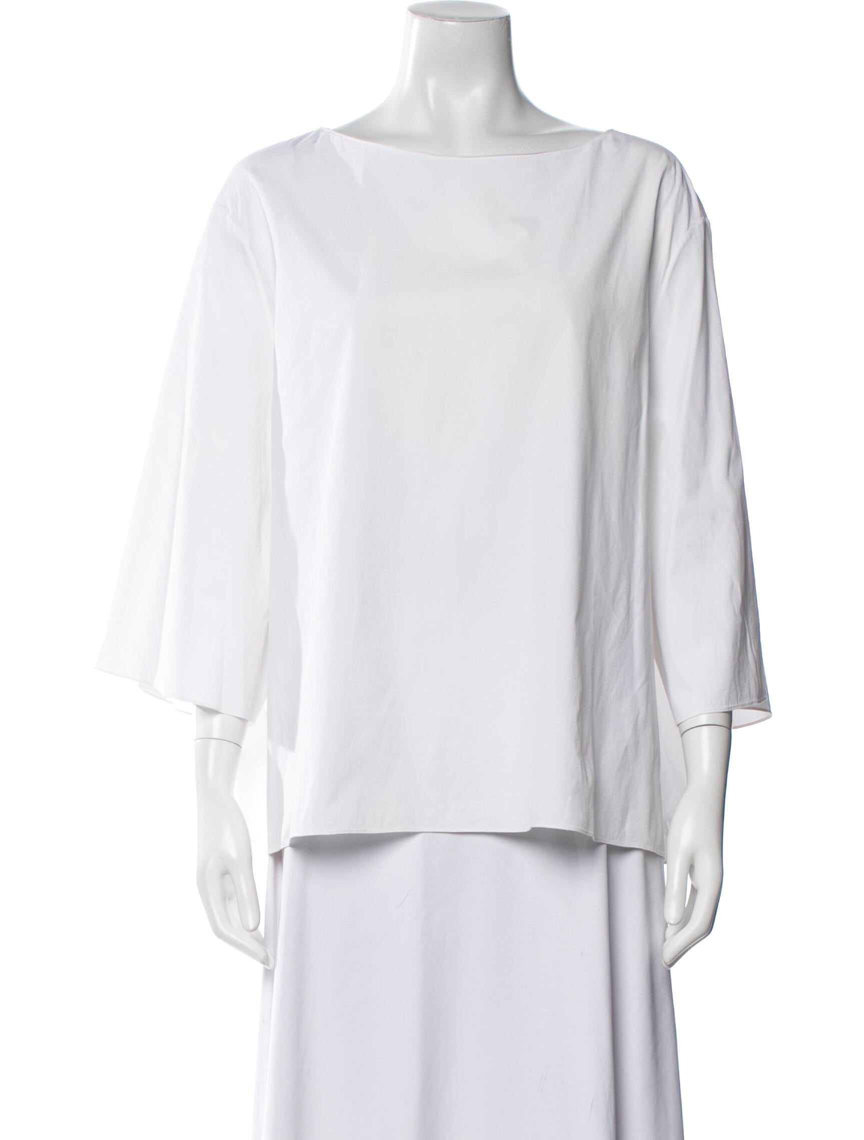 The Row Bateau Neckline Three-Quarter Sleeve Blouse