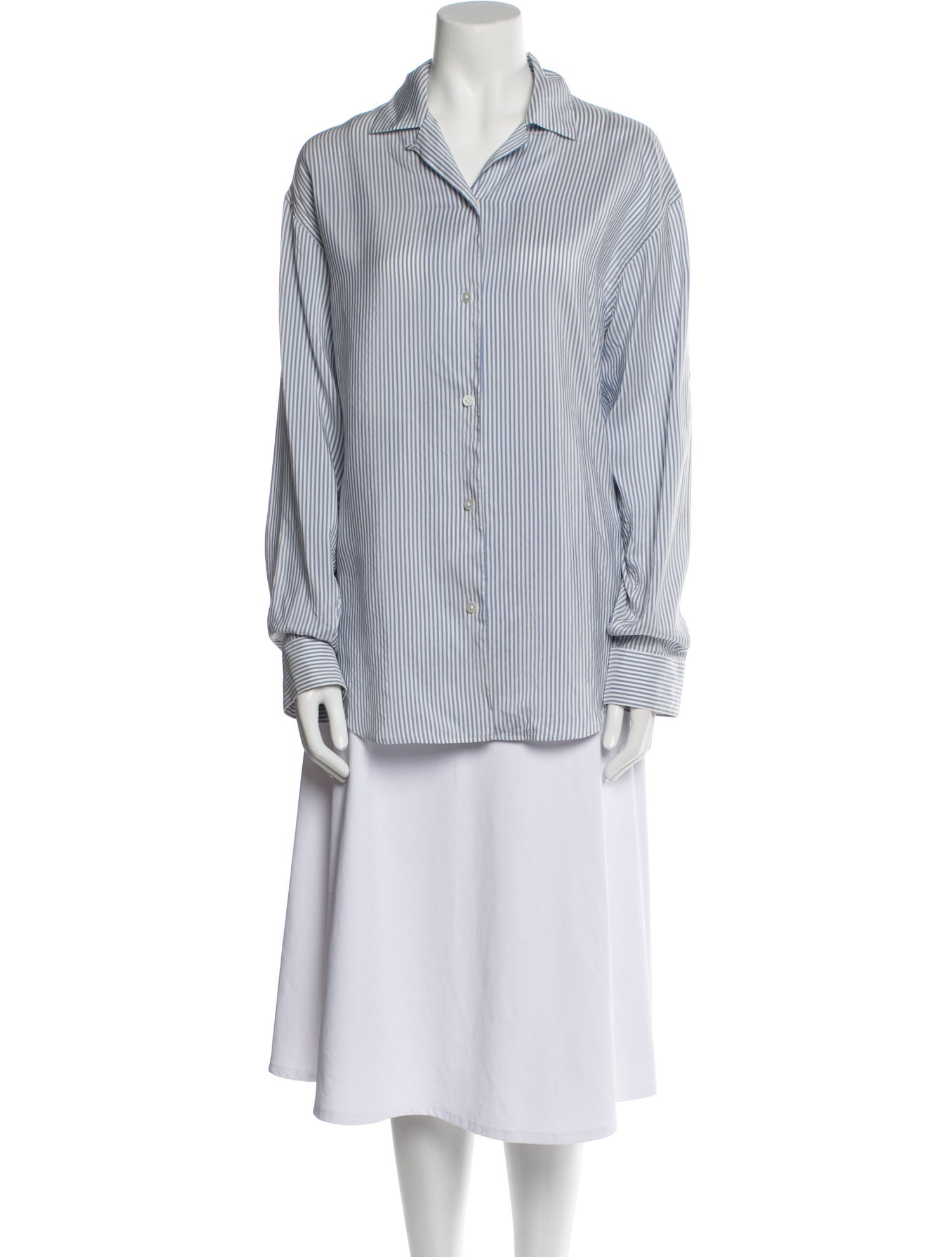 The Row Silk Striped Button-Up Top