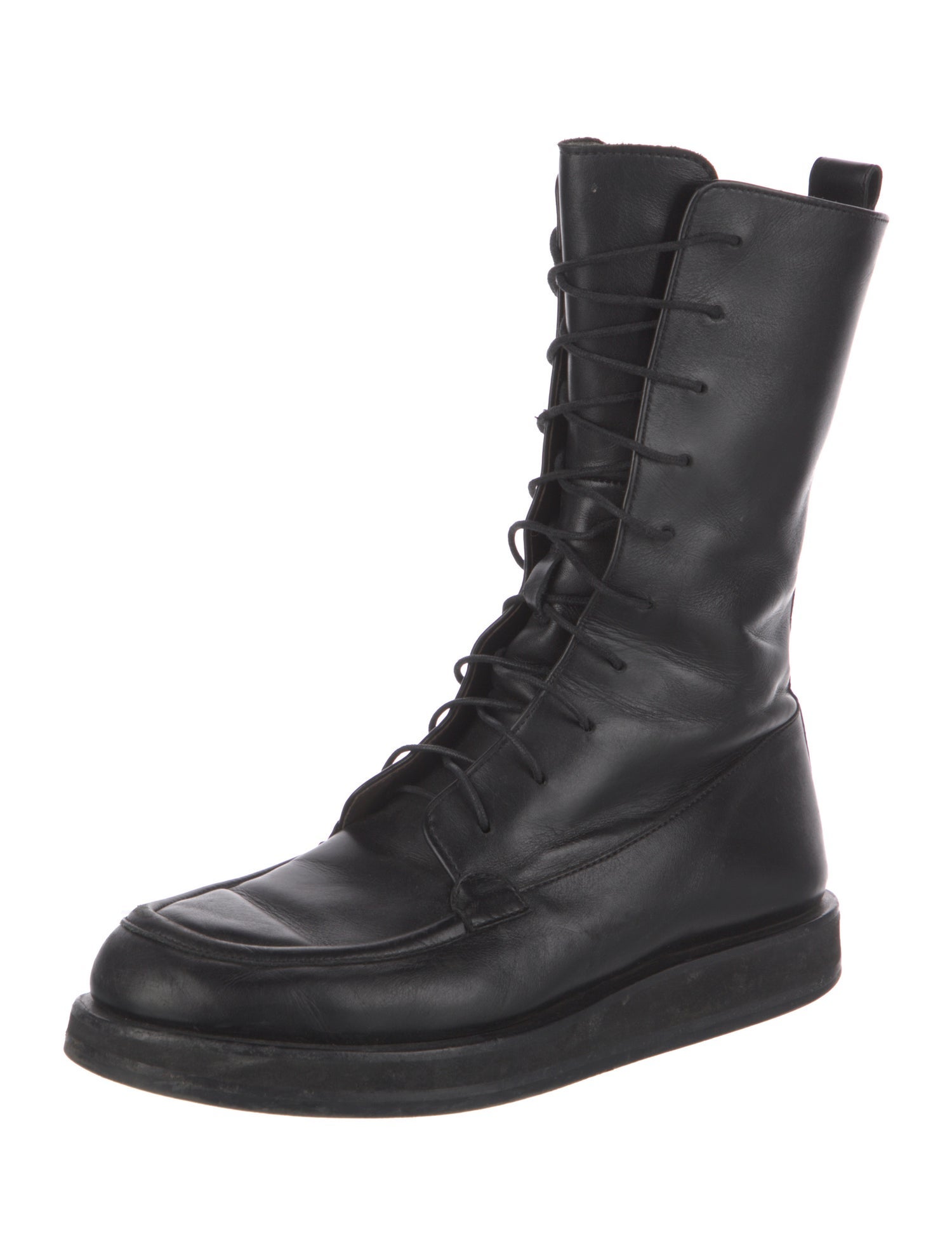 The Row Leather Combat Boots