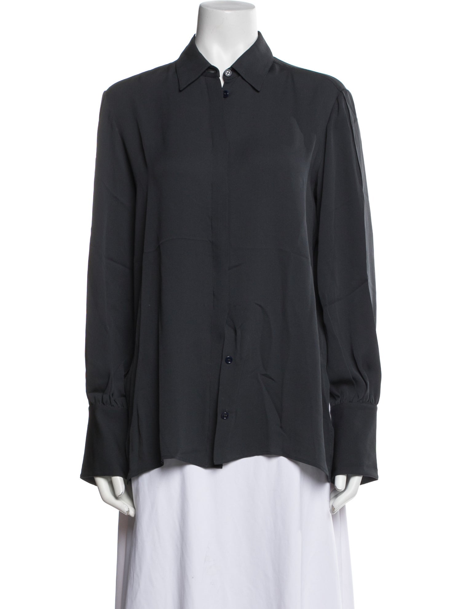 The Row Silk Long Sleeve Button-Up Top
