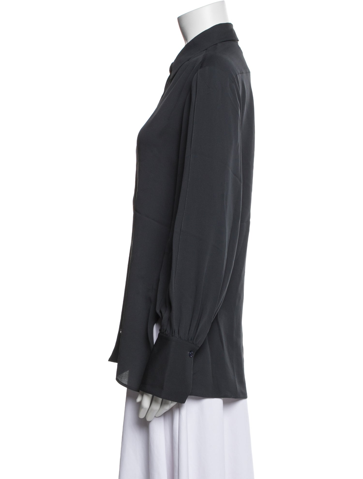 The Row Silk Long Sleeve Button-Up Top