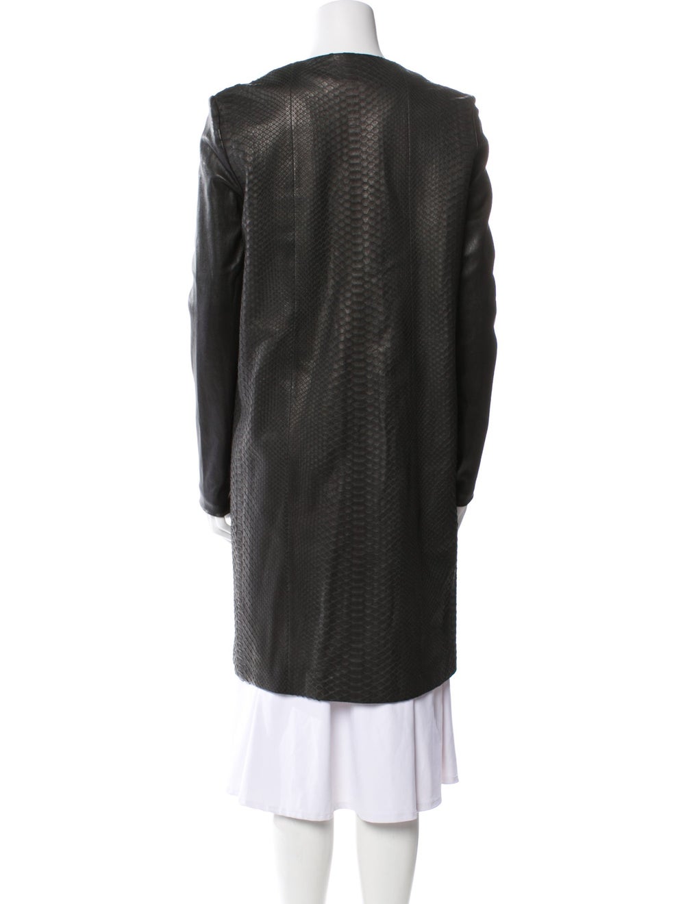 The Row Python Coat Black Collarless Knee-Length … - image 3