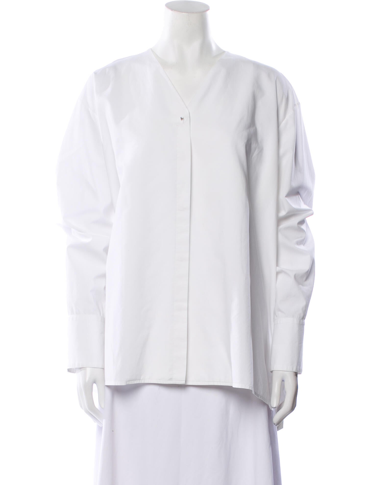 The Row V-Neck Long Sleeve Button-Up Top