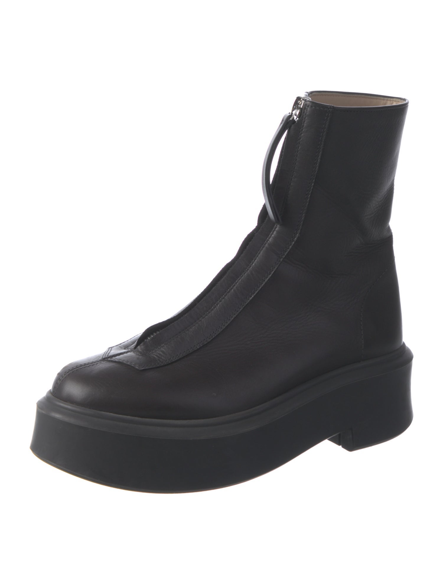 The Row Zipped 1 Leather Combat Boots