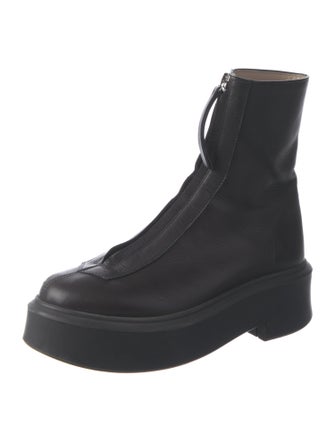 The Row Zipped 1 Leather Combat Boots