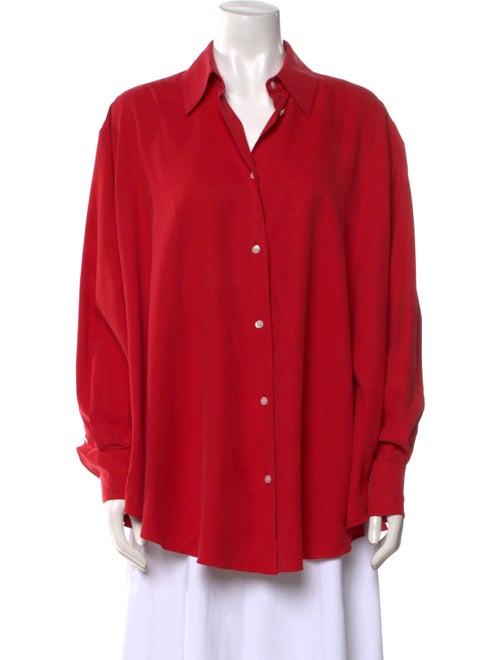 The Row Silk Long Sleeve Button-Up Top