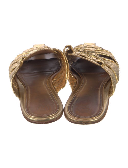 The Row Leather Animal Print Slides