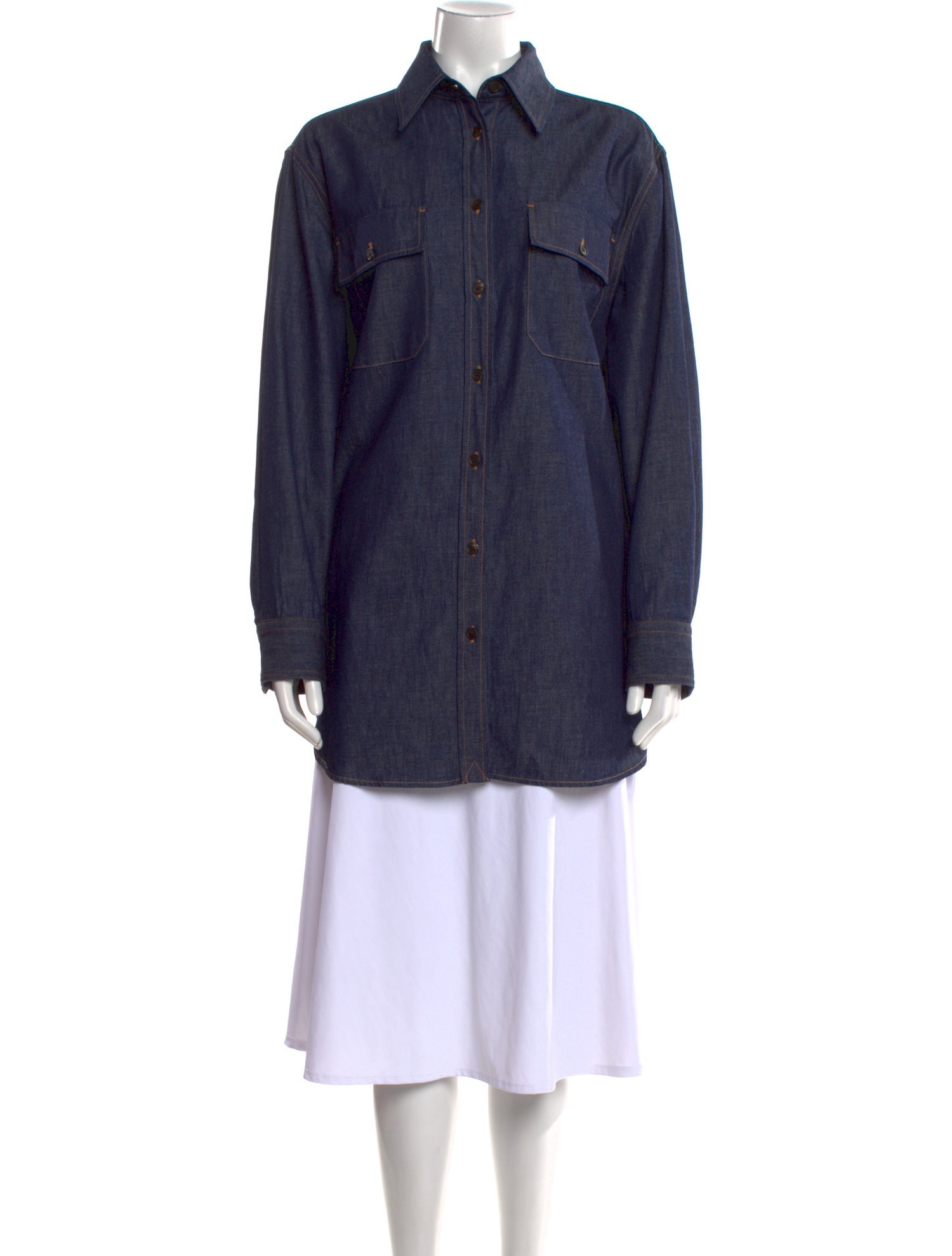 The Row Vivienne Long Sleeve Button-Up Top