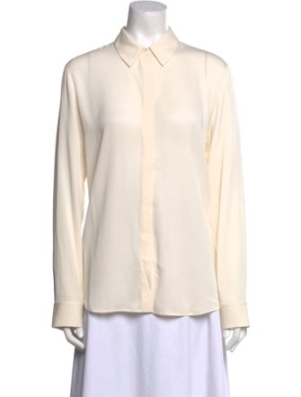 The Row Silk Long Sleeve Button-Up Top