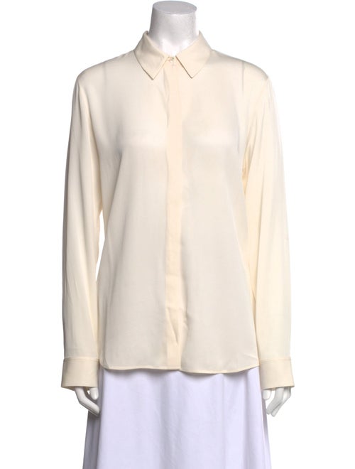 The Row Silk Long Sleeve Button-Up Top