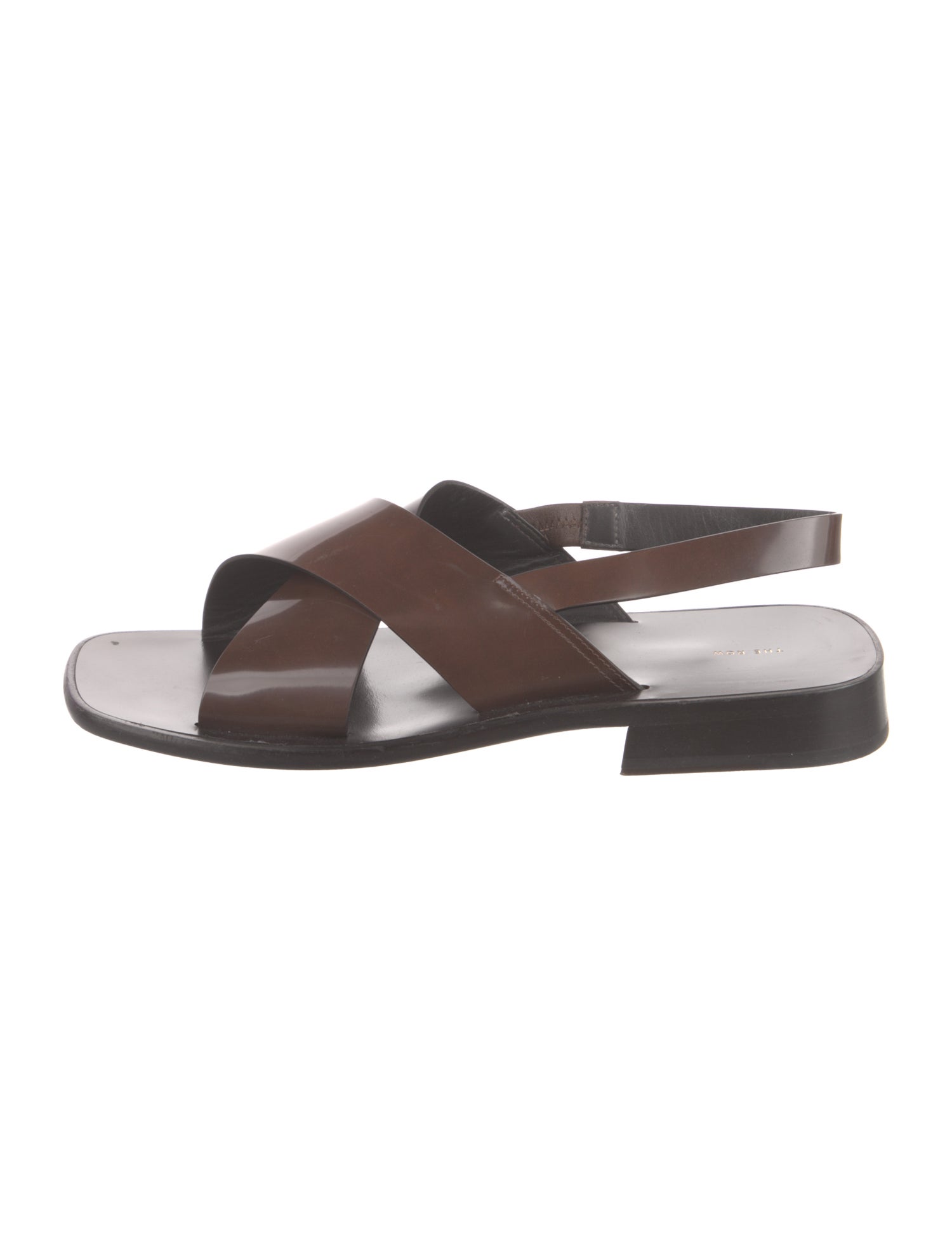 The Row Mensy Patent Leather Slingback Sandals