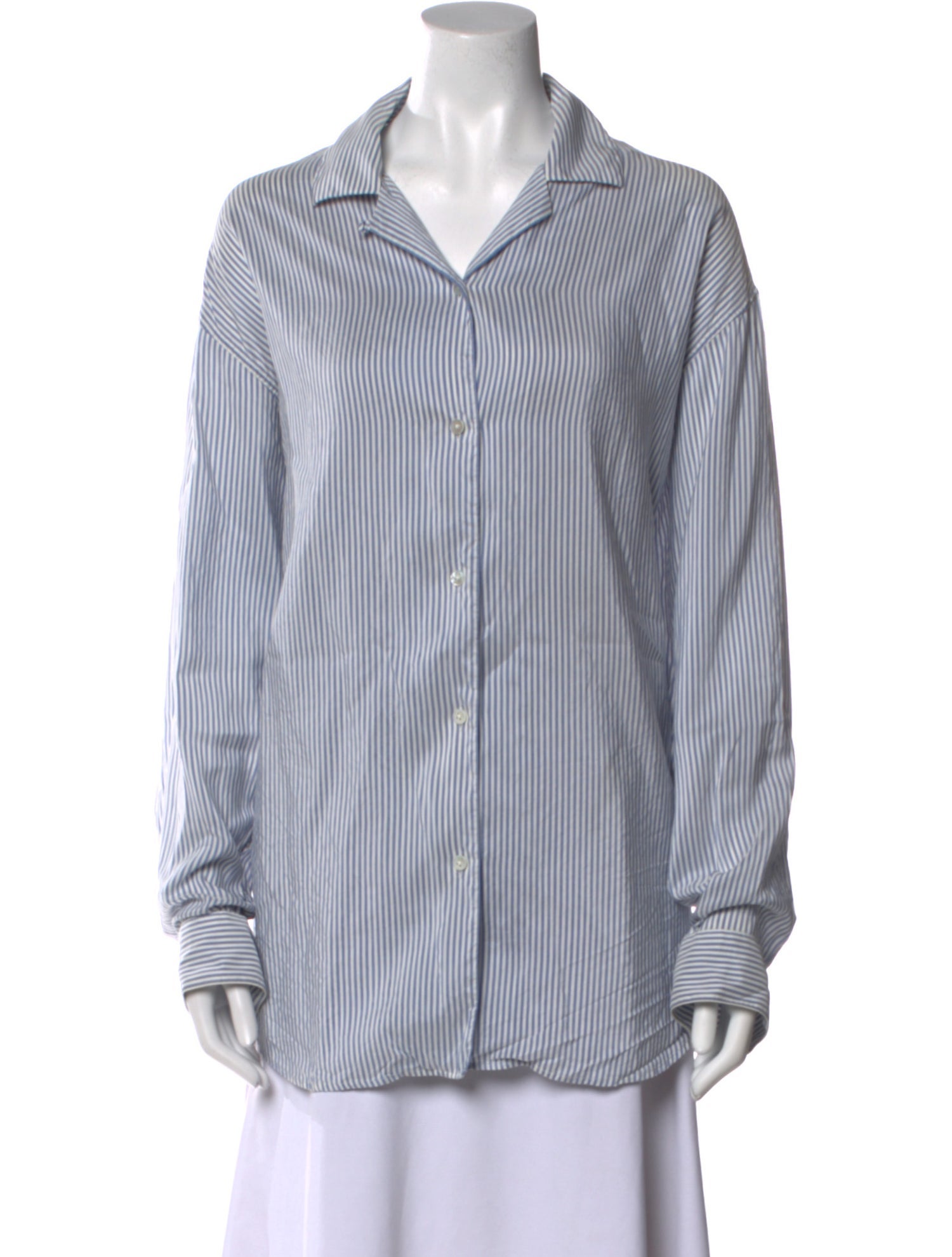 The Row Silk Striped Button-Up Top