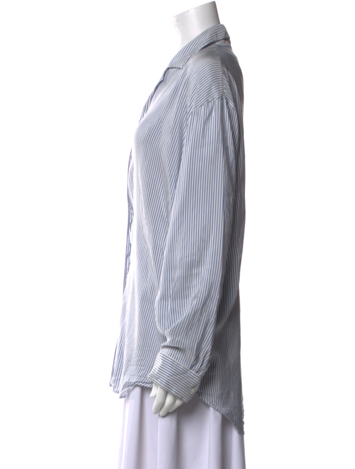 The Row Silk Striped Button-Up Top