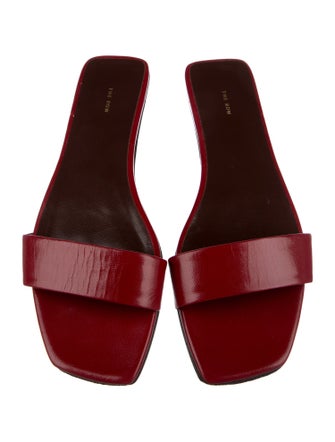 The Row Chocolate Leather Slides