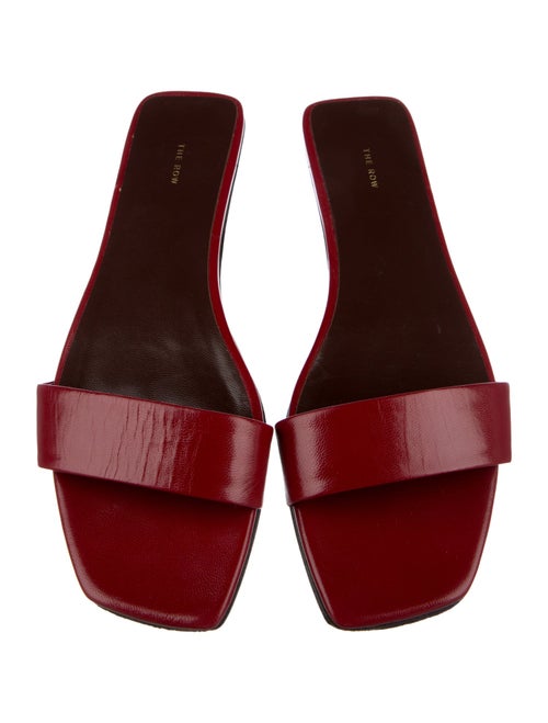 The Row Chocolate Leather Slides