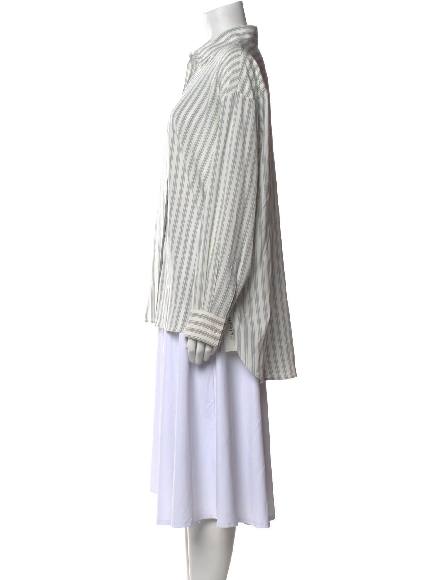 The Row Silk Striped Button-Up Top