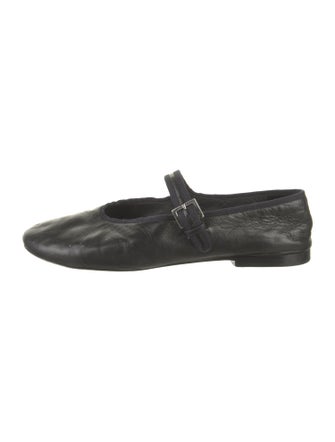 The Row Leather Grosgrain Trim Mary Jane Flats